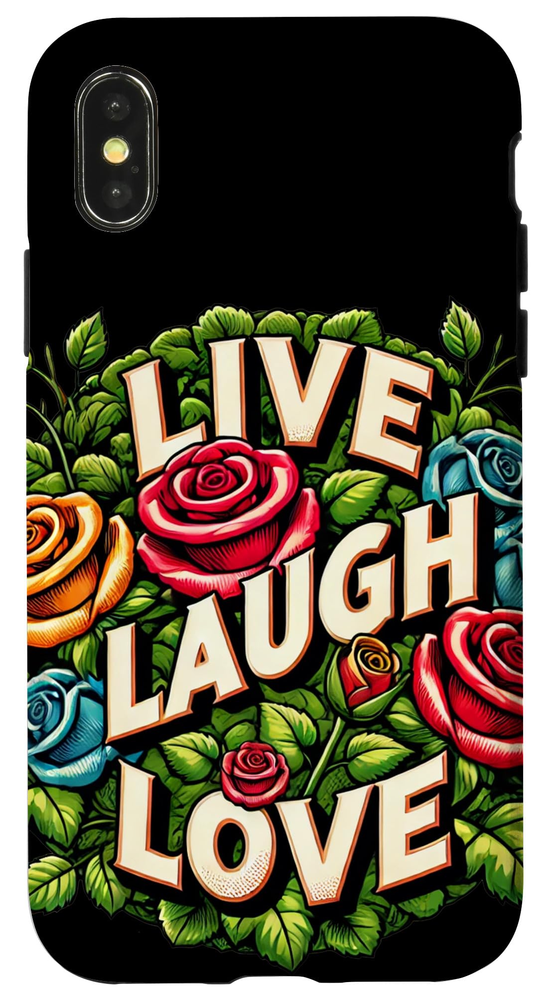 iPhone X/XS Live Laugh Love Illustration Inspiration Case