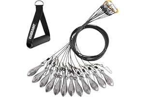 CHERAINTI Duck Decoy Weights, 12 Pack 4oz Tangle-Free Texas Rig Decoy Weights for Duck Hunting, 3ft Pre-Rigged Coated Steel Cable Rig Anchors for Waterfowl Hunting, Quick Setup and Pickup Weight Set