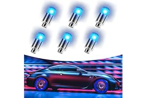 QBOONPT 6PCS LED Car Tire Valve Light, Waterproof Shock Sensor Flash Light, Cool Modified Night Light Tire Valve Cover, Universal Wheel Decoration Accessory for Car Motorcycle Bike(Blue)