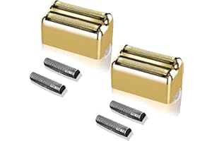 COLORSKI Professional Replacement Foil and Cutters for BaBylissPRO Barberology Double Foil Shaver, Compatible with BaBylissPRO Barberology FXFS2 Shaver (2 gold)
