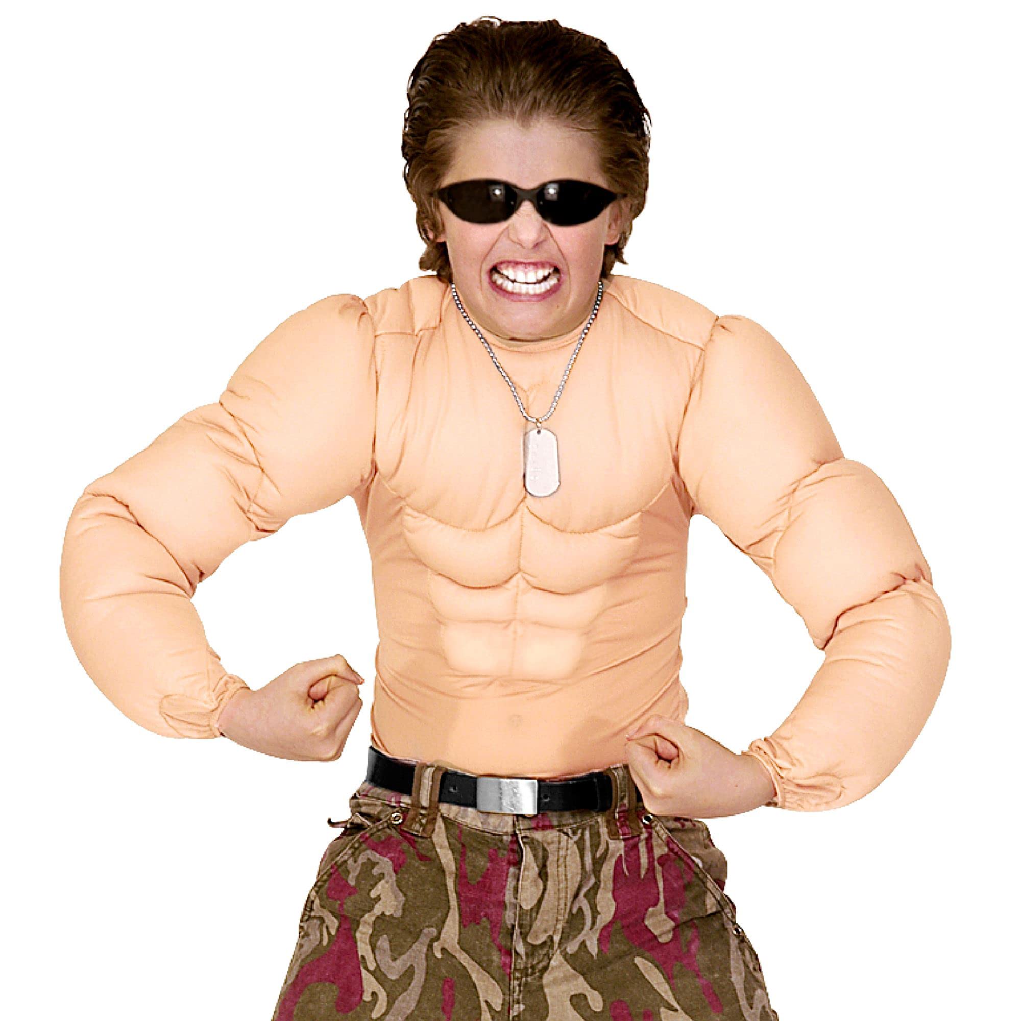 Children's Super Muscle Shirt Child 140cm Costume Medium 8-10 yrs (140cm) for Super Hero Fancy Dress — image 1