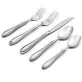 Oneida Sheraton 5-Piece Flatware Set, Service for 1 | silver | 18/10 stainless steel | 1 knife, 2 spoons &amp; 2 forks | service for 1 | heavy duty cutlery set, wedding silverware