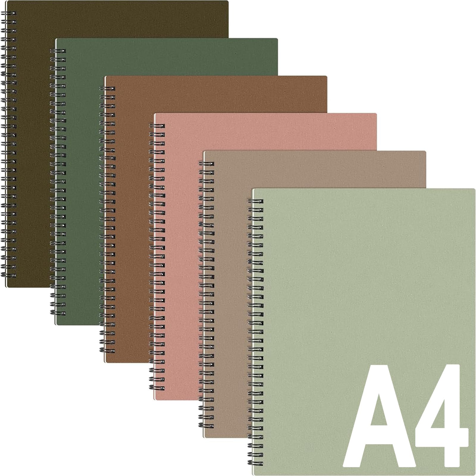 Photo 1 of Glenmal 6 Pcs Spiral Notebook for Work A4 8.5 x 11'' College Ruled Spiral Journal Notebook Kraft Cover Ruled Paper, 120 Sheets 240 Pages for Office Study Supplies(Elegant Color)