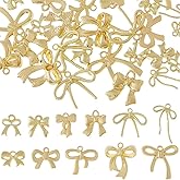 Hobbspring 44pcs Alloy Bowknot Charms 11 Styles Elegant Golden Bow Tie Connector Charm Cute Bow Charm for Jewelry Necklace Bracelets Earrings Making DIY Crafts