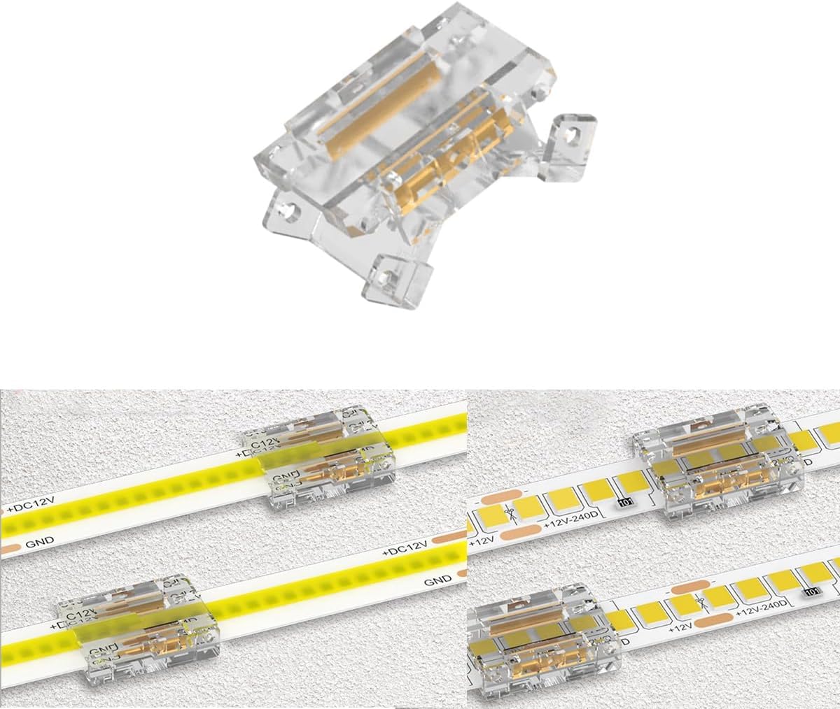 LED Strip Connector, 20 Pack, 8mm, 2-Pin (Strip to Strip （COB), 10mm — image 1
