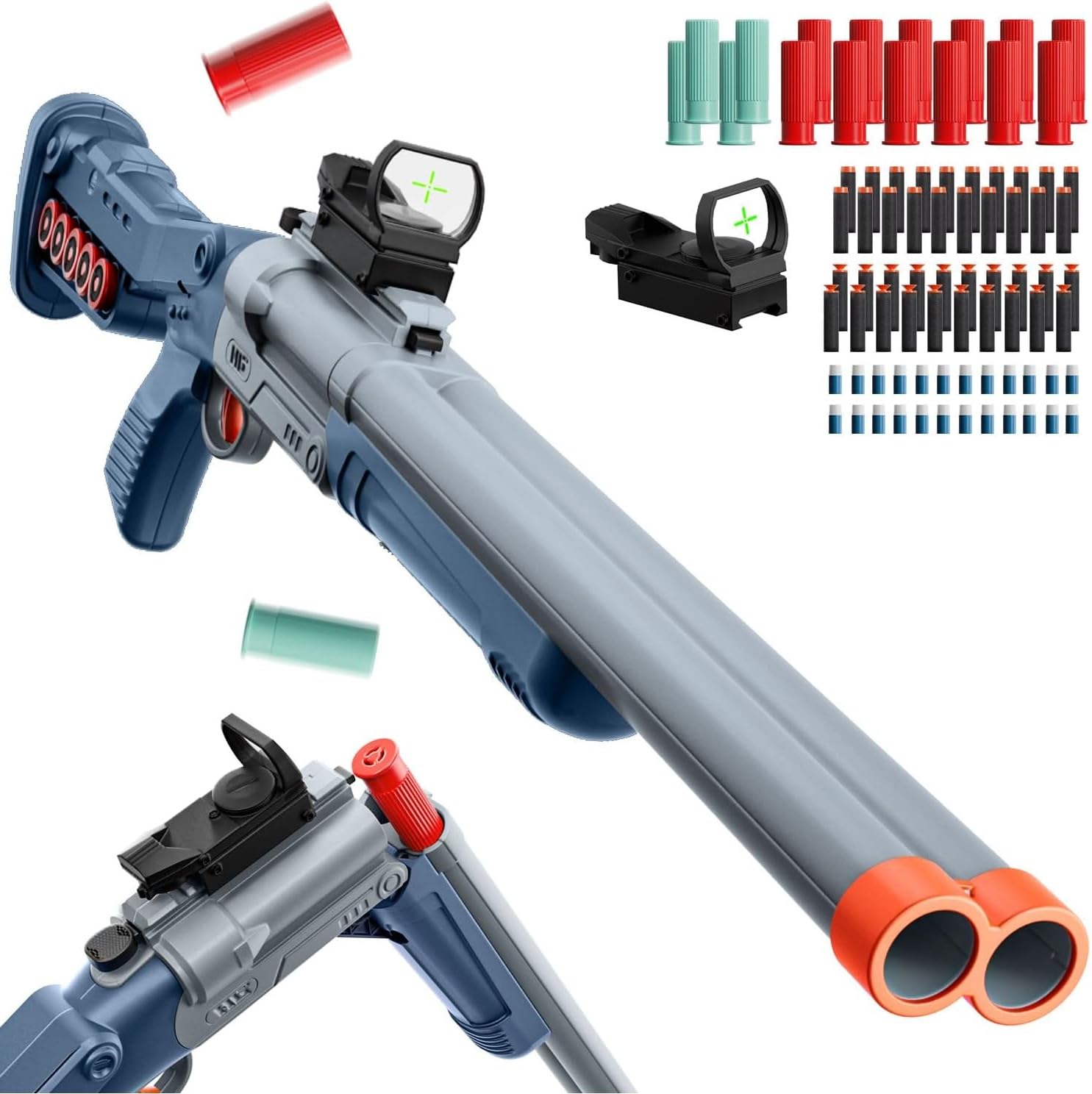 Double Barrel Shotgun Toy for Boys - Soft Bullet Toy Foam Blaster with Shell Ejection, Toy Gun Foam Dart Blaster with Suction Dart and Catridge