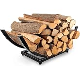 Curved Firewood Rack Holder: 22" Heavy Duty Firewood Holder for Fireplace | Indoor - Outdoor Log Rack Wood Holder