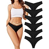 ANSUKOO Seamless V Cut Thongs for Women Underwear 6Pack,No Show Ladies Workout Tanga,No Line Comfortable Low Rise Gym Panties