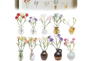 SYKUIHSG 10 Pack Magnetic Mini Glass Ceramic Vase, 3D Vase Refrigerator Magnet, Cute Tiny Magnet Bud Plant Vase for Fridge Lo