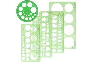 PRETWAD 5 Pieces Circle Template - Plastic Circle and Oval Measuring Templates Circle Guide Stencil Geometry Rulers Geometric Drawings Templates for Office School Building Formwork Drawings Template