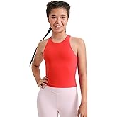 CRZ YOGA Girls Butterluxe Double Lined Racerback Tank Tops Waist Length - High Neck Dance Yoga Athletic Casual Kids Teen