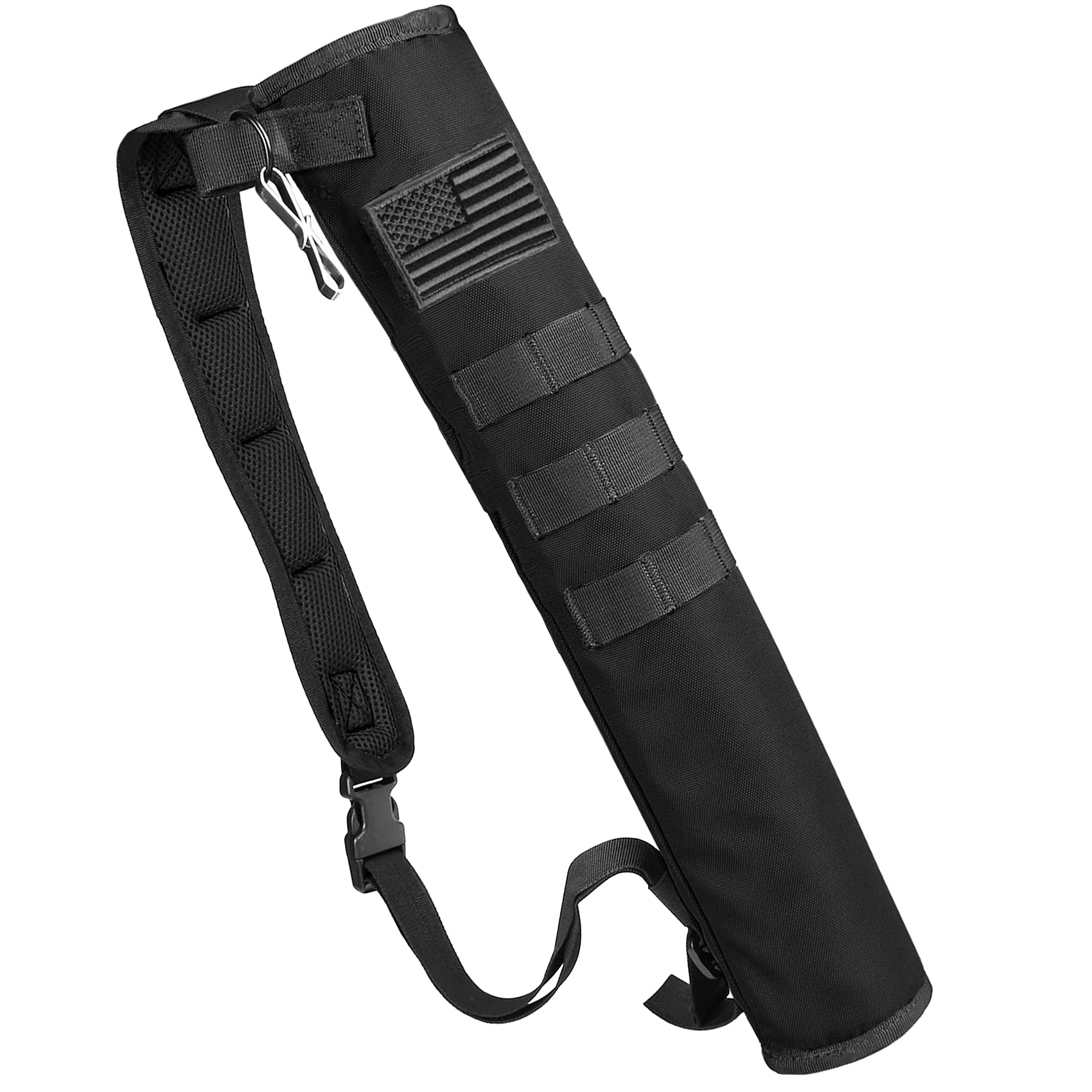 Photo 1 of KRATARC Archery Lightweight Back Arrow Quiver Dual Use Foldable Compact Hip Arrows Bag with Molle System Hanged for Target Shooting (Black- diameter 3.5'')
