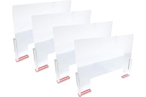 888 DISPLAY USA, INC 888 Display 4 Pack Saver Elegant Plexiglass Shield Sneeze Guard Finished Corner Edge Design - Elegance with Protection for Reception Desk Checkout Counter Nail Salon Services Office Setting
