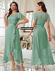 BeryLove Prom Dresses for Women Wedding Guest Ruffe