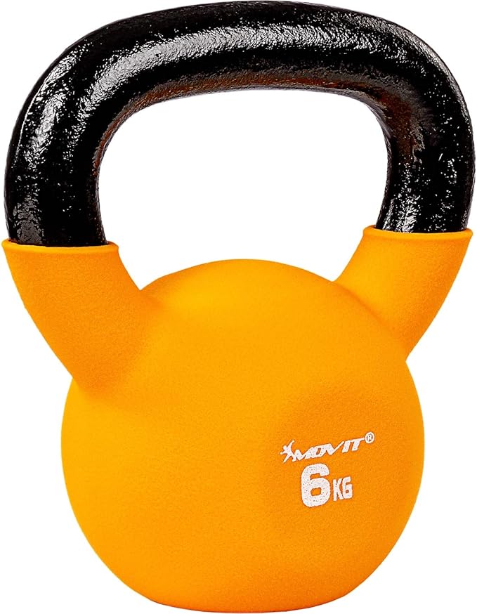 Movit® Kettlebell 4 kg de Poids de Boule en Fonte de néoprène Jaune
