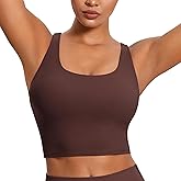 CRZ YOGA Womens Butterluxe Strappy Longline Sports Bra - Padded Criss Cross Yoga Workout Crop Tank Tops
