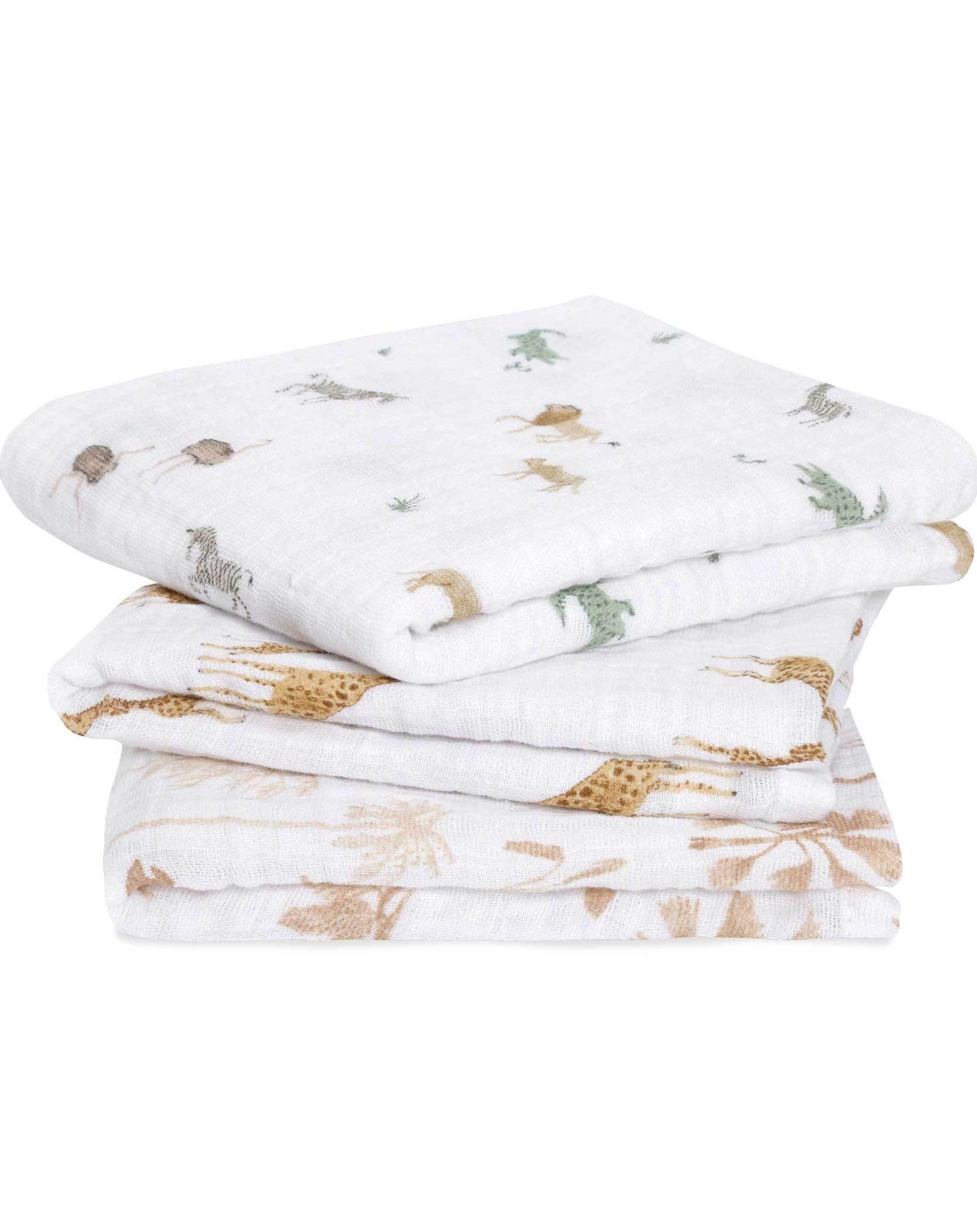 aden + anais™ musy squares 3 pack organic cotton muslin outdoors (Safari dream)