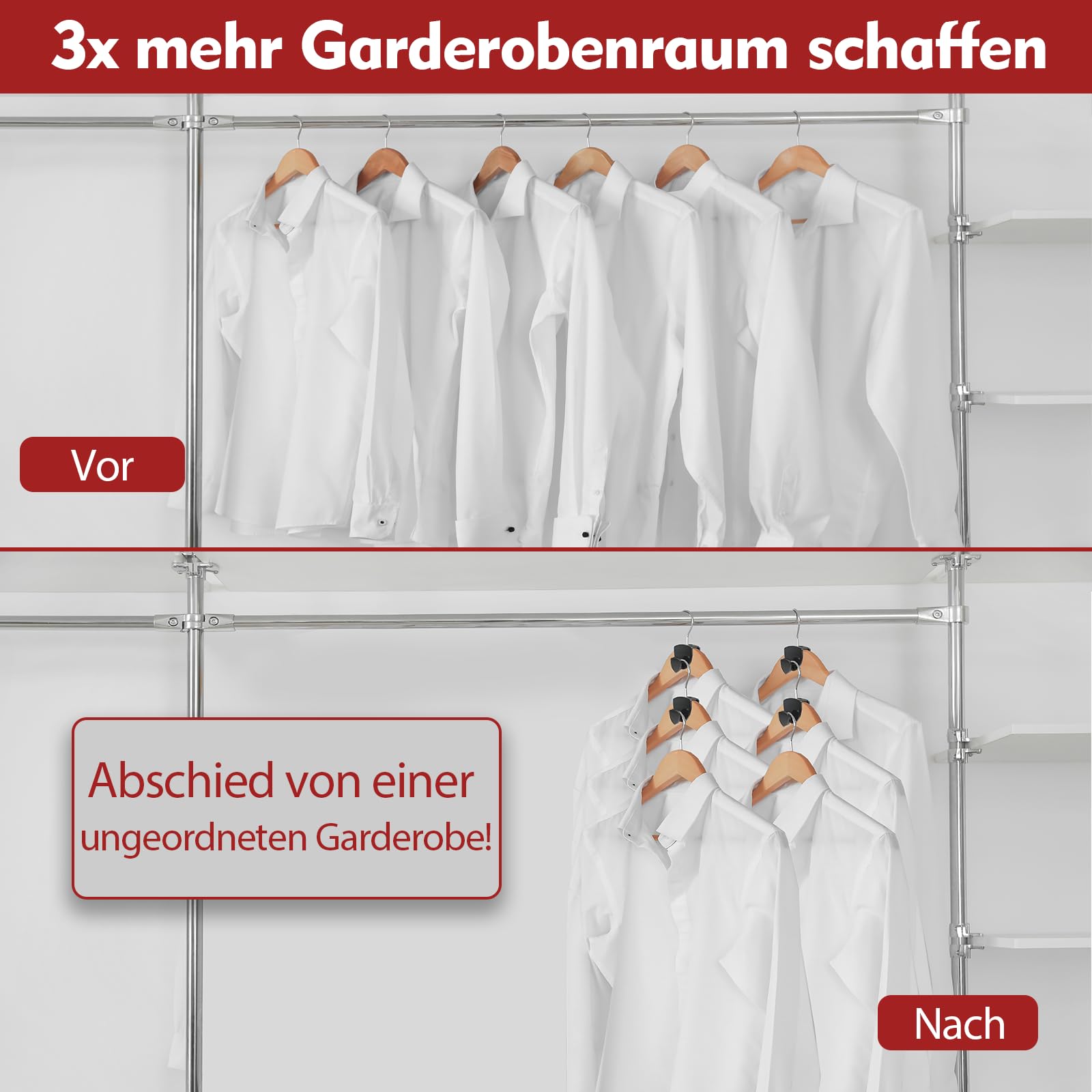 Latoxcaa Kleiderbügel Platzsparend 20 Stück - Schwerlast Organizer bis 20KG | Stabile platzsparende Kleiderbügel zur Kleider-Aufbewahrung | Schwarz 3