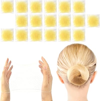 Sularpek 35 Pcs Hair Net Set Blonde Elastic Edge 50 cm Bun Nets for Ballet