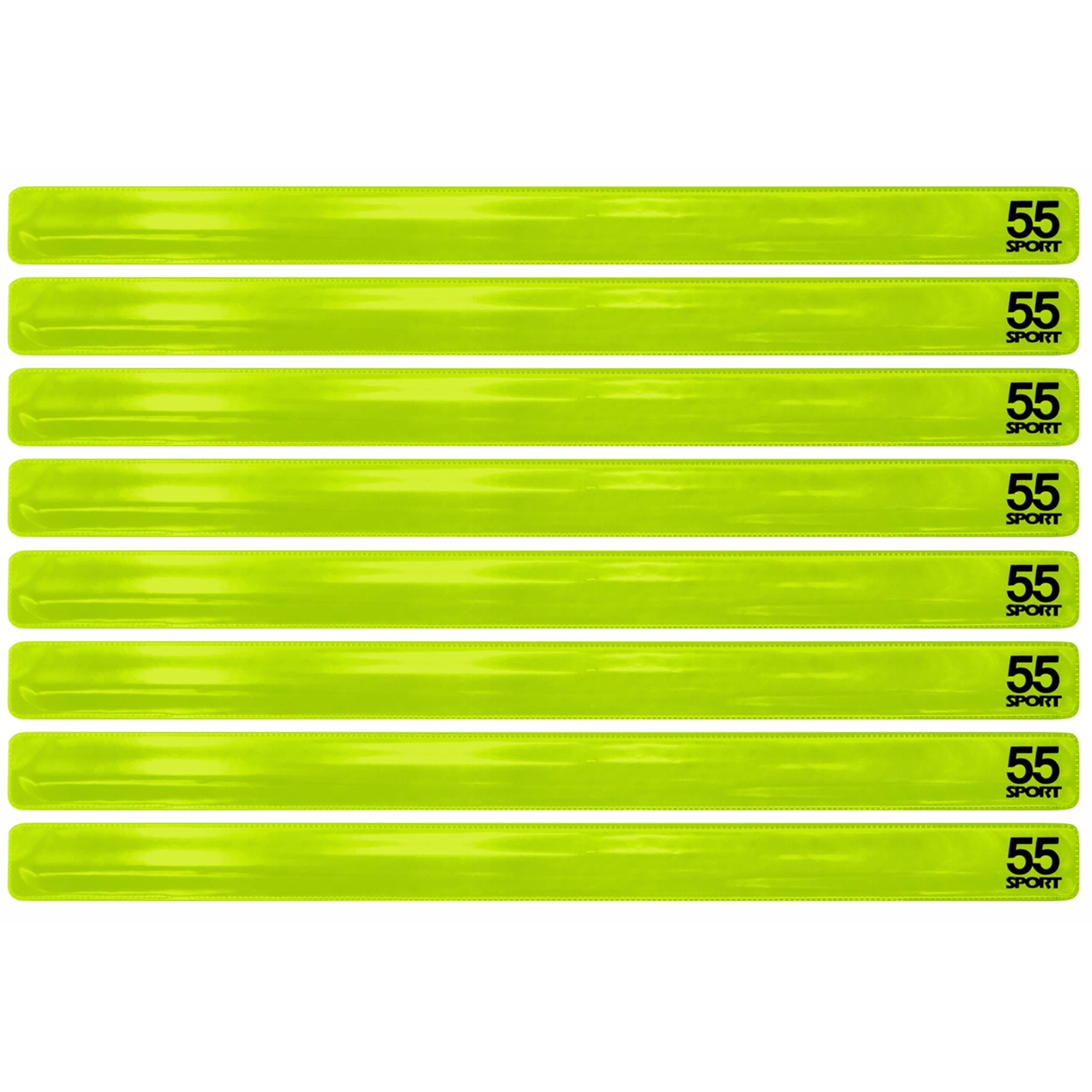 55 Sport Highly Reflective Hi-Vis Slap On Wrist/Ankle Bands - Yellow - 8 Pack