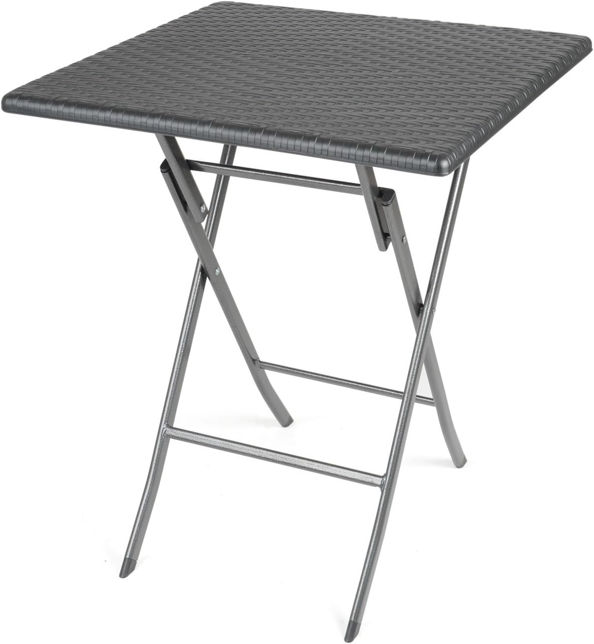 CHRISTOW Rattan Effect Folding Table Small Blow Moulded Bistro Patio