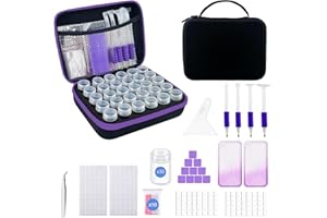 SuSentak Diamond Art Storage Containers with Dot Drill Tools,30 Slots Bead Organizer Case for 5D DIY Art Kits, Portable Craft Box for Diamond Painting Accessories (Black)