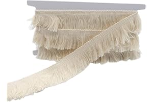 KUYLENT Beige Color 6 Yards Cotton Fringe Tassel Trim for DIY Decoration (1-1/2 Inch)