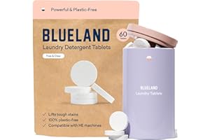 BLUELAND Laundry Detergent Tablet Starter Set - Plastic-Free & Eco Friendly Alternative to Sheets Pods and Liquids - Natural, Gentle, Plant Based - 60 Loads