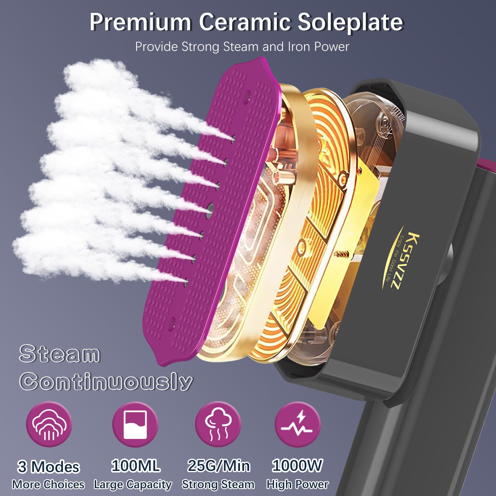 Portable Travel Steamer Iron for Clothes with LCD Touch Screen - 4 Mode Handheld Mini Clothing Steam Iron, Small Garment Steamer Ironing Machine, Hand Held Fabric Steamer for Home, Travel (120V ONLY)