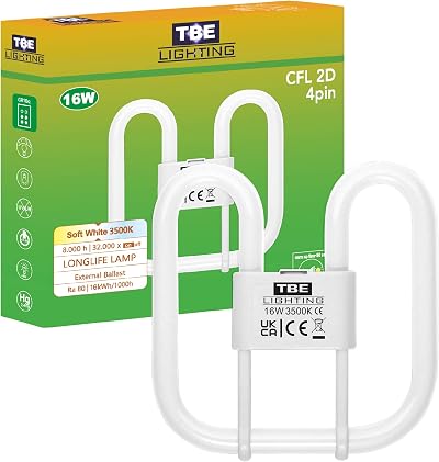 TBE Lighting 16W 4-Pin CFL DD Lamp GR10q 230V Long Life 3500K