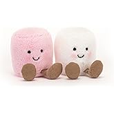 Jellycat Amuseables Pink and White Marshmallows Stuffed Toy, 3.5 inches | Food Plush | Fun Gift Idea