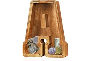 FAO THUOFYR Personalized Large Wooden Kids Letter Piggy Bank - Piggy Bank for Boys-piggy bank girls,piggy bank,piggy bank for kids Coin Bank Birthday Gift for Kids,piggy banks for kids adults alphabet