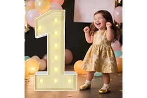 BOPPLEJO Marquee Light Up Numbers: 3FT Large Decorative Letters Signs for Party Decorations Baby Shower Birthday Wedding Engagement Anniversary, 3 Feet Tall Pre-Cut DIY Foamboard Number 1 - Easy to Assemble