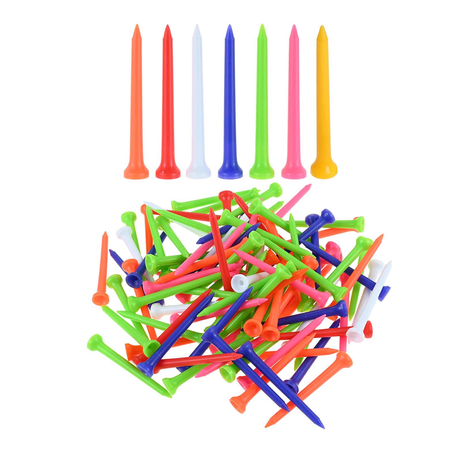 MUXSAM 100Pcs Golf Ball Tees Mix Color Plastic Cup Shaped Golf Tees 70mm for Golf Outdoor Training