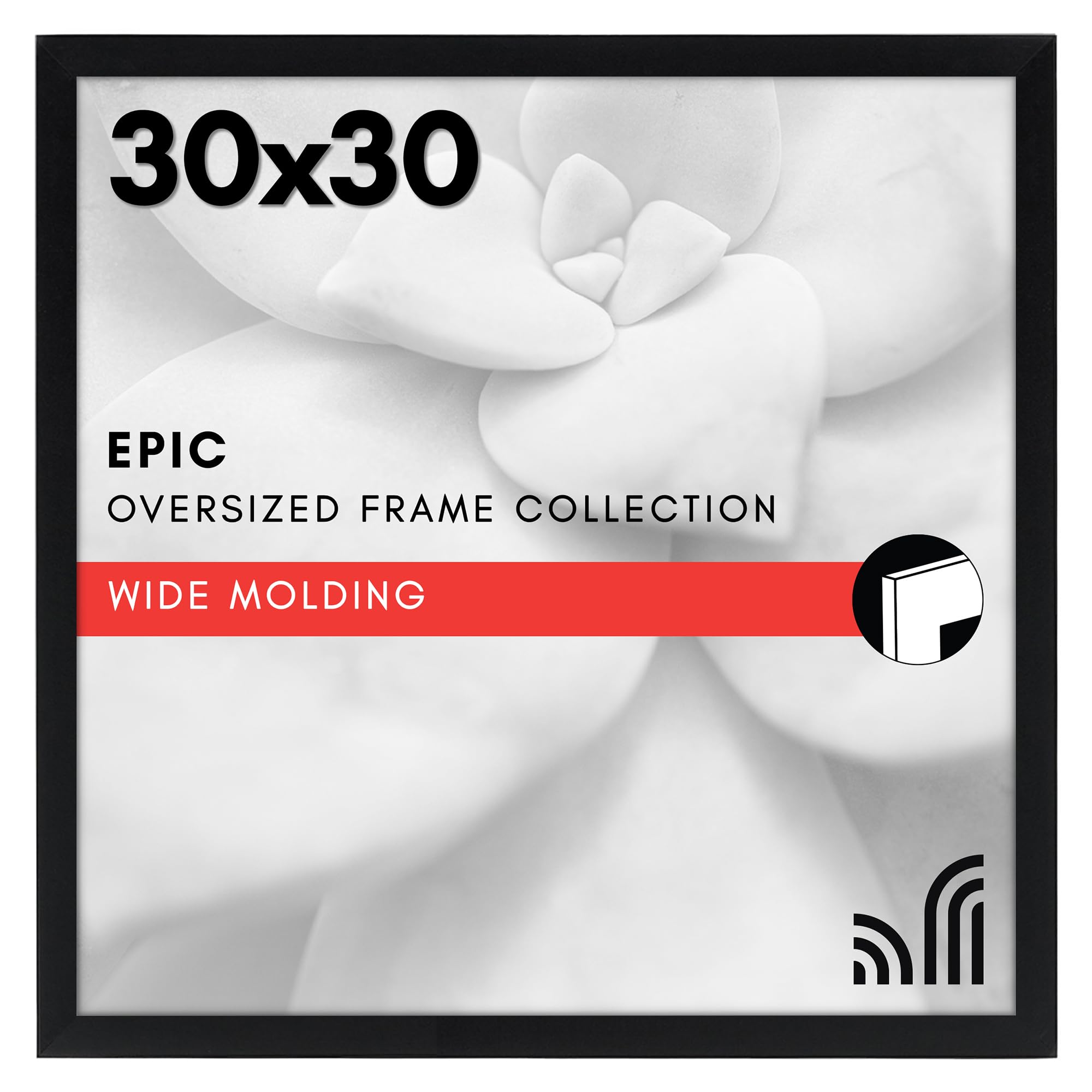 Americanflat 30x30 Picture Frame with Polished Plexiglass - Epic Collection - Square Picture Frame with Engineered Wood - Wide Photo Frames for Wall display - Black Image