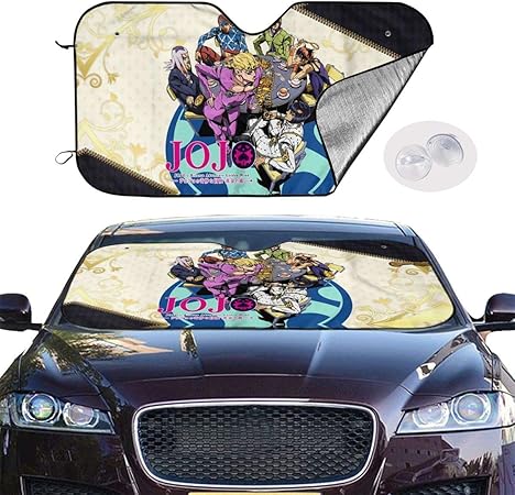 Amazon ジョジョの奇妙な冒険 17 車用 サンシェード 取り付けが簡単 折り畳み式 軽量の日除け 吸盤4個付き カー用品 プライバシー保護 車中泊 仮眠 盗難防止 車カバー 防水雪対策 99 紫外 落葉対策 普通車 軽自動車 Suvに適用 夏冬兼用70 130cm サンシェード