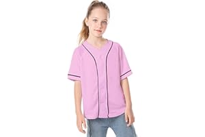 Icibgds Kids Baseball Jersey Button Boys T-Shirt Trendy Hip Hop Girls Black and White Short Sleeve Tshirt