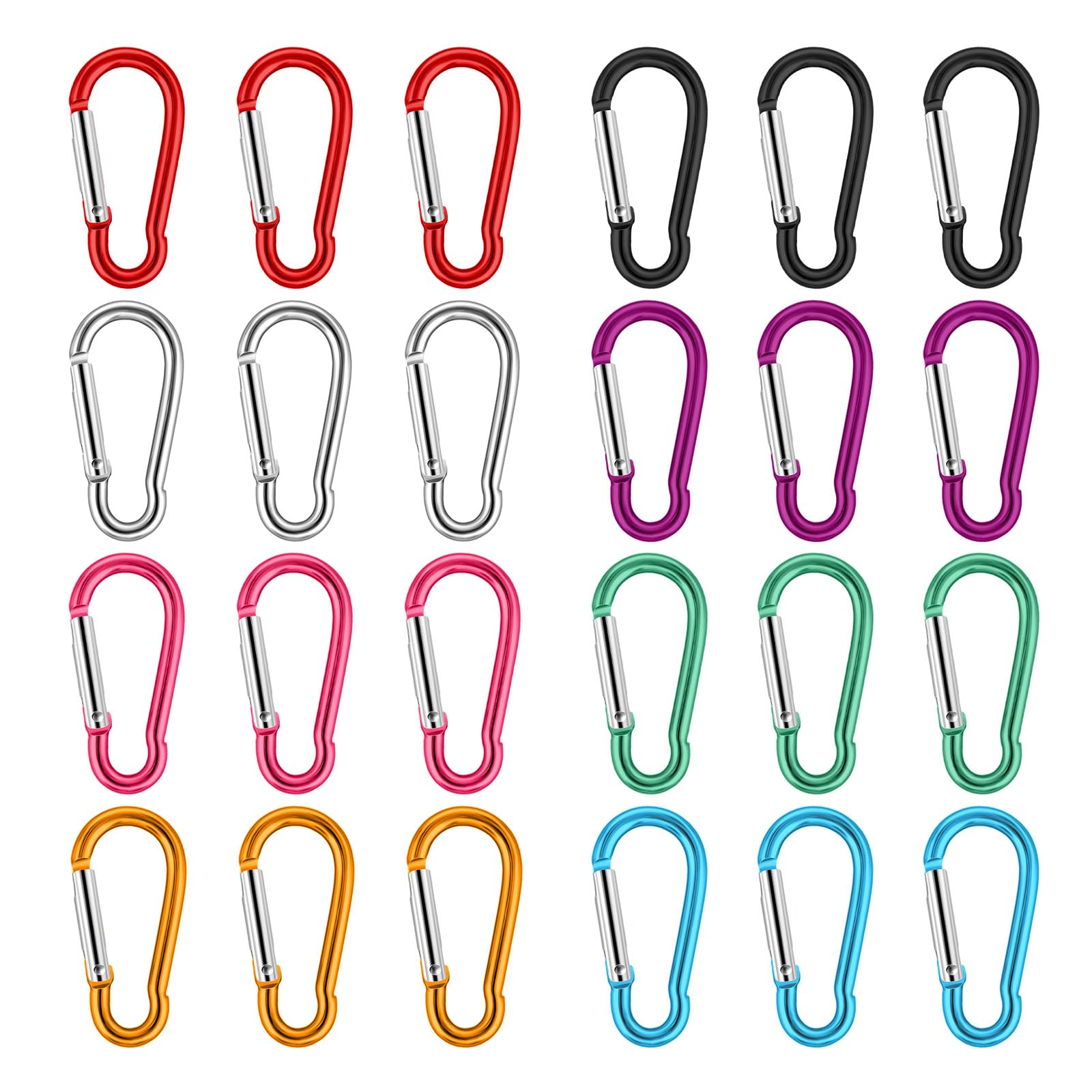 24PCS Carabiner Clips Snap Hooks, Aluminum Small Carabiner Keychain Clips for Keys, Karabiner Keyring for Backpack Dog Leash Fishing Camping Awning (Not for Climbing) Multicolor