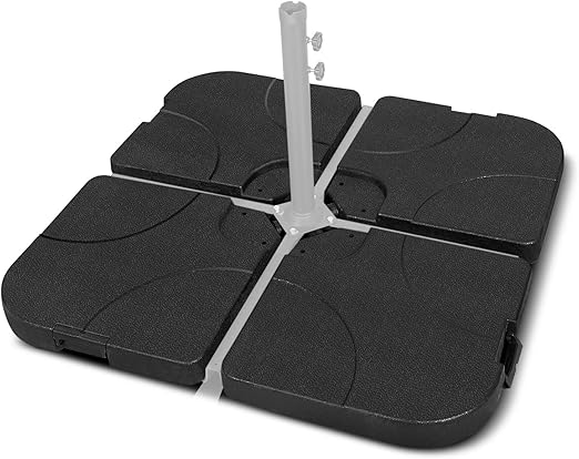 Flexzion Cantilever Offset Patio Umbrella Base Weights Outdoor Heavy Duty Weight Stand 4 Piece Square Base Plate Set Spouts For Water Or Sand Filled Amazon Co Uk Garden Outdoors