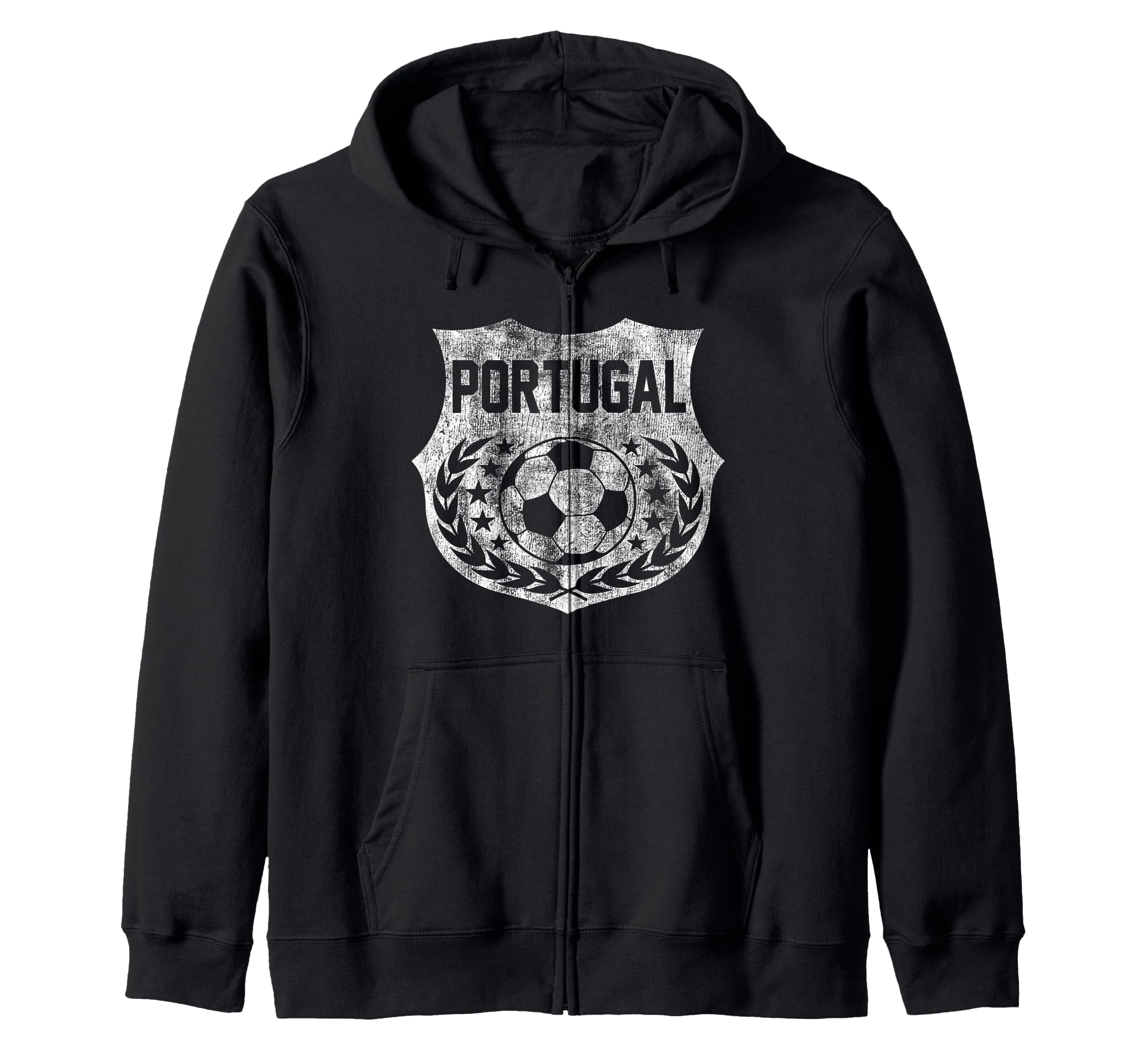 Portugal Faded Vintage Soccer Ball Seal Zip Hoodie