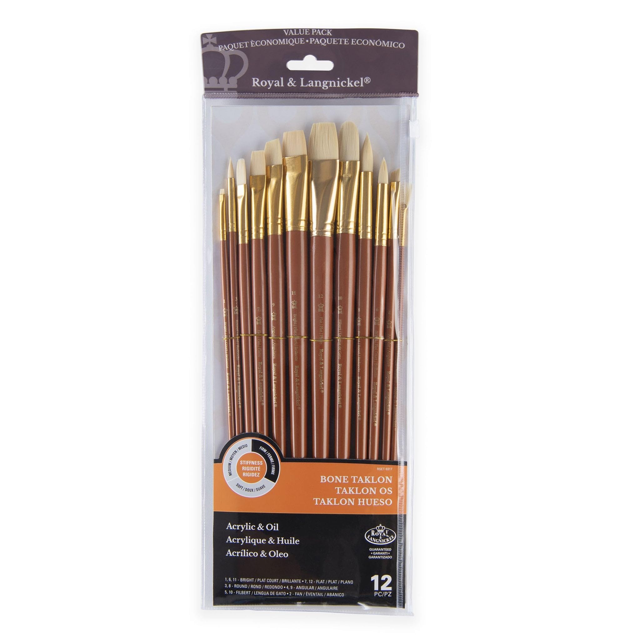 Photo 1 of Royal Brush Manufacturing Royal and Langnickel Zip N' Close 12-Piece Brush Set, Firm Bone Taklon