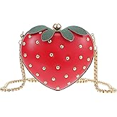 COLLBATH Strawberry Purse Novelty Fruit Shape Handbag PU Crossbody Wallet Metal Chain Shoulder Bag for Women