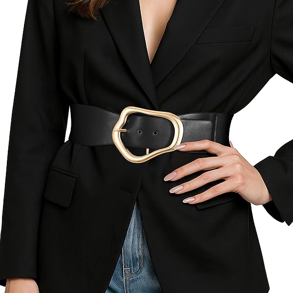 Ceinture Large Femme En Simili Cuir élastique - Boucle Métal Or, Taille S - Neuf Avec étiquettes
