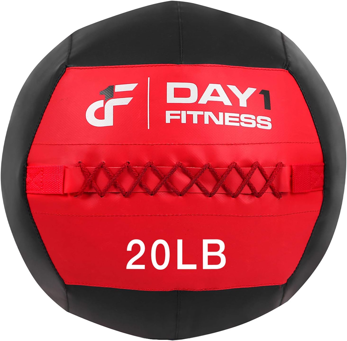Day 1 Fitness Soft Wall Medicine Ball 20 Pounds RED/BLACK - for Exercise, Rehab, Core Strength, Large Durable Balls for Floor Exercises, Stretching: Sports & Outdoors