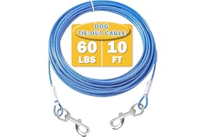 Tie Out Cable for Dogs,Dog Leads for Yard Chew Proof, Heavy Duty Dog Tie Out Cable for Small Dogs Up to 60lbs, Durable Dog Ru