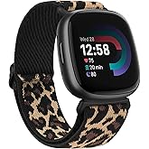 Amzpas Bands Compatible with Fitbit Versa 4/3/Sense 2, Soft Elastic Nylon Band Replacement for Women & Men