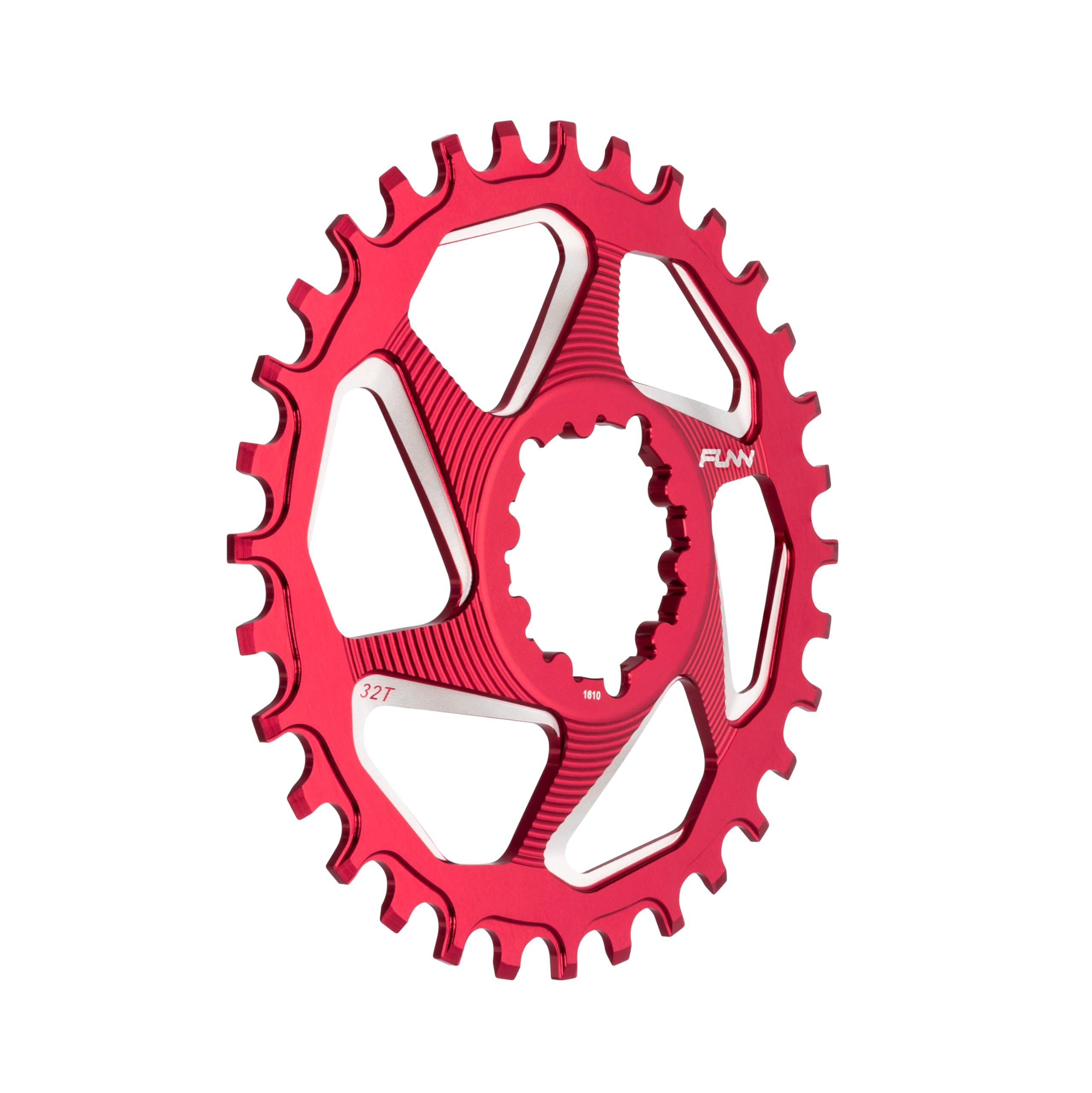 Funn Solo DX Narrow Wide Chainring for 9 10 11 12 Speed Chain, Fits SRAM Direct Mount Interface Crankset, 6mm Offset, Single Speed Bike Chain Ring for MTB, BMX Bike and Road Bike (32T, Red) — image 1