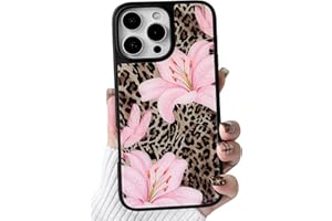 NITITOP Compatible with iPhone 16 Pro Max Case Cute Brown Leopard Print Butterfly Floral Lily Flower for Women Girls Glossy P