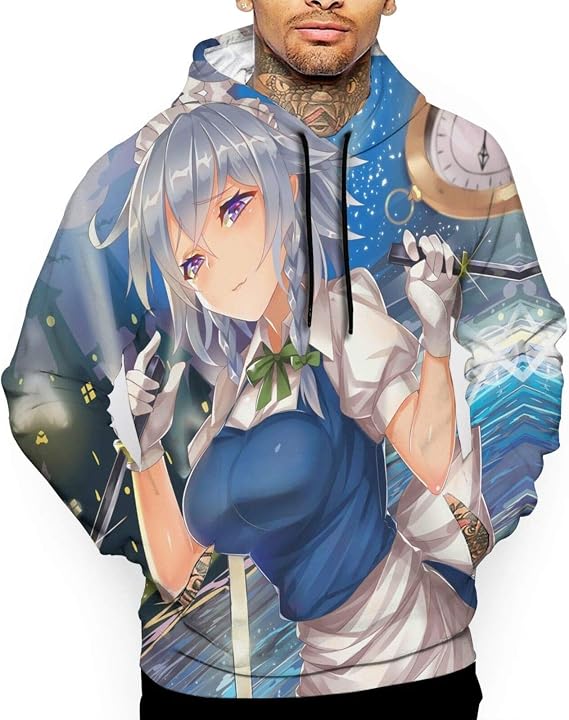 Amazon Co Jp 新品 長袖 Tシャツ 十六夜咲夜 カジュアル フード付きスウェットシャツ おしゃれ 厚手 秋冬 防寒 保温す おおきいサイズ パーカー プリント カップル 応援服 服 ファッション小物