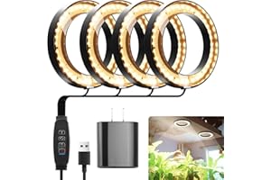 Mosthink 6.3" Ceiling Grow Lights for Indoor Plants, 288 LEDs Plant Light Full Spectrum, Under Cabinet Growing Lamp with Auto Timer, 10 Dimmable Levels, 3 Modes with Transparent Cover,Corded